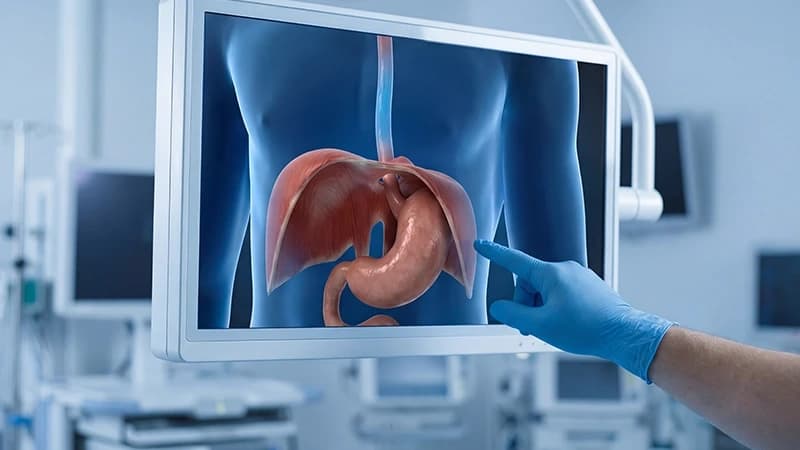 Endoscopy procedure diagnosing hiatal hernia with advanced medical imaging